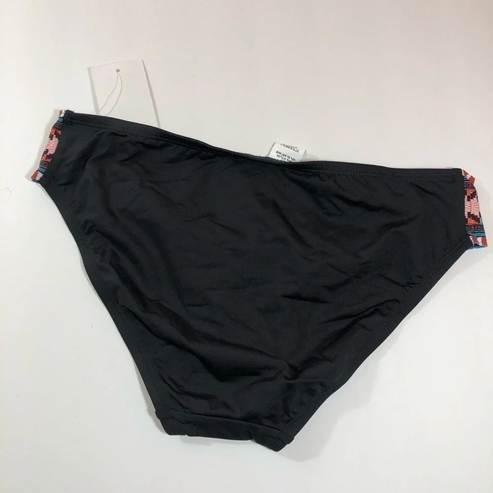 Kenneth Cole Black Geometric Bikini Bottom S